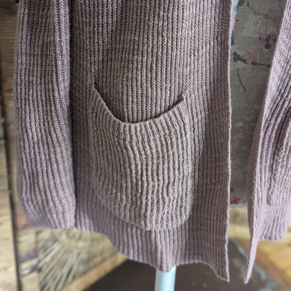 MADEWELL Postscript Linen Cotton Cardigan Sweater Dusty Pink - GUC Sz L - Picture 3 of 7
